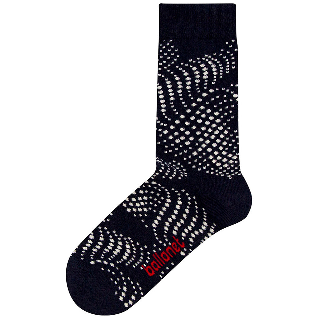 Ballonet Socks Women's Men's Navy White Polka Dot Crew Socks